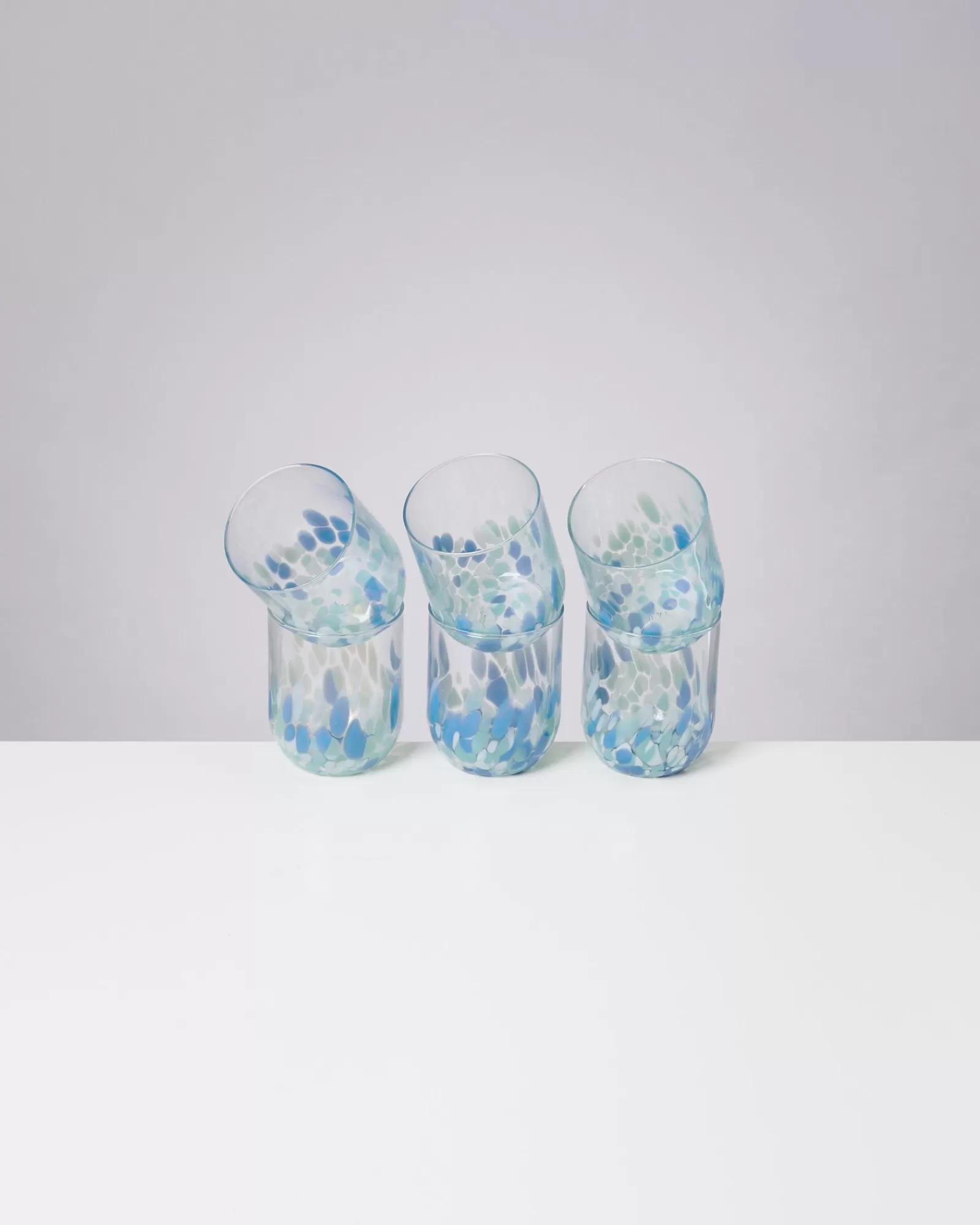 Motel a Miio Alegria Set Of 6 Glass Large drops blue white Clearance