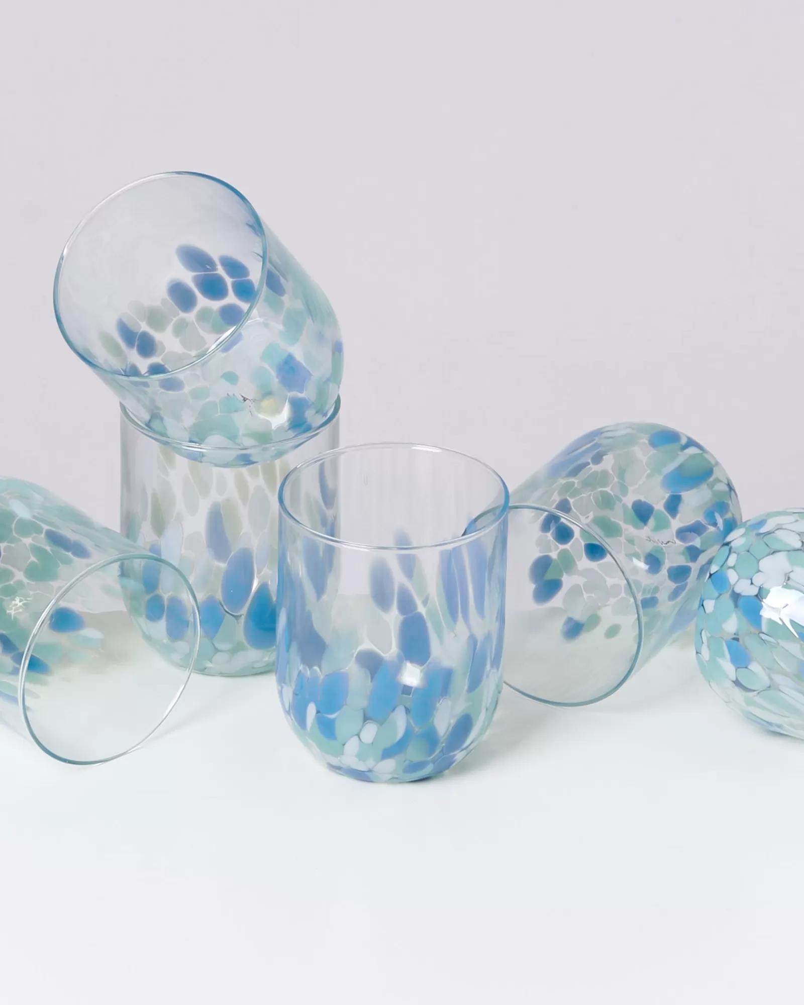 Motel a Miio Alegria Set Of 6 Glass Large drops blue white Clearance