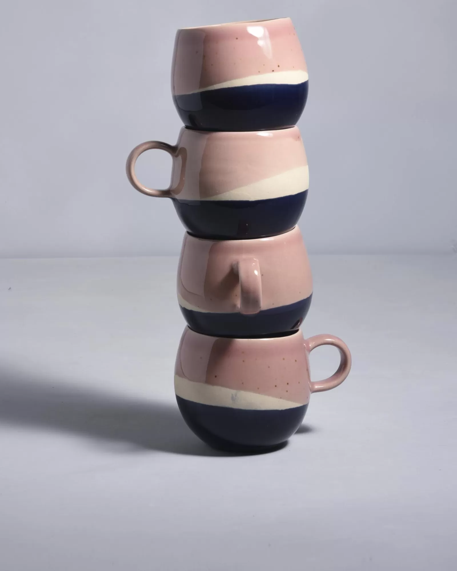 Motel a Miio Bica - Set Of 4 Mugs Big pink navy cream Shop