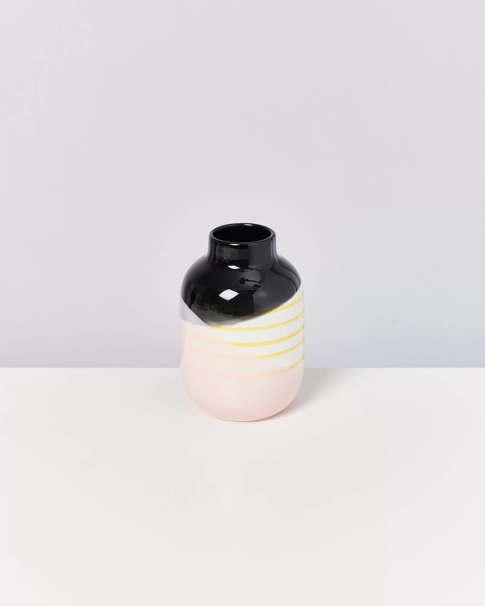Motel a Miio Nuno Vase M - Black Rose Yellow Striped schwarz rosa gelb gestreift Best